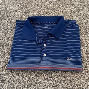 Men's Blue Striped Polo Shirt